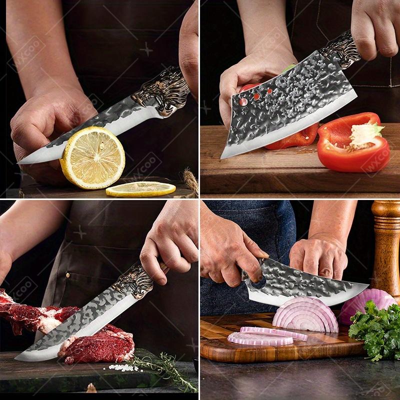 6PCS Handmade Forged Professional Kitchen Chef Knife Set Stainless Steel Butcher Boning Cutting Knives Vegetable Chopper