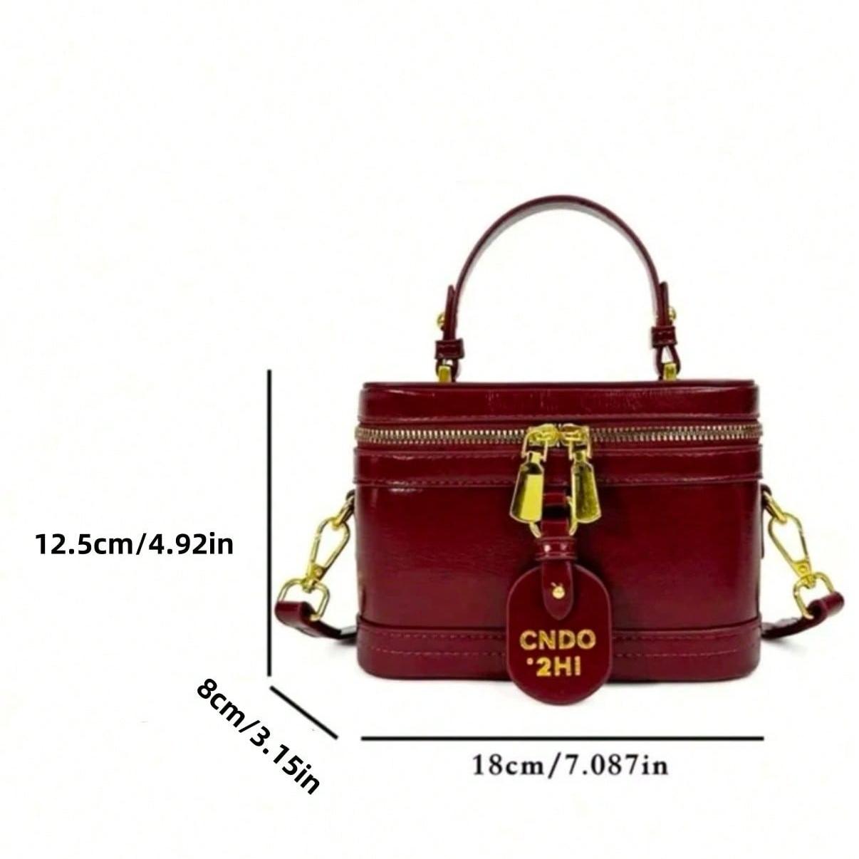 Cute High-Quality Burgundy Color Crossbody Bag, Designer Sweet French Style Shoulder Bags Purse Chic Large Capacity Makeup Bag Fashion Ladies Handbag Fashionable Burgundy Bag Work Tote bag for Woman