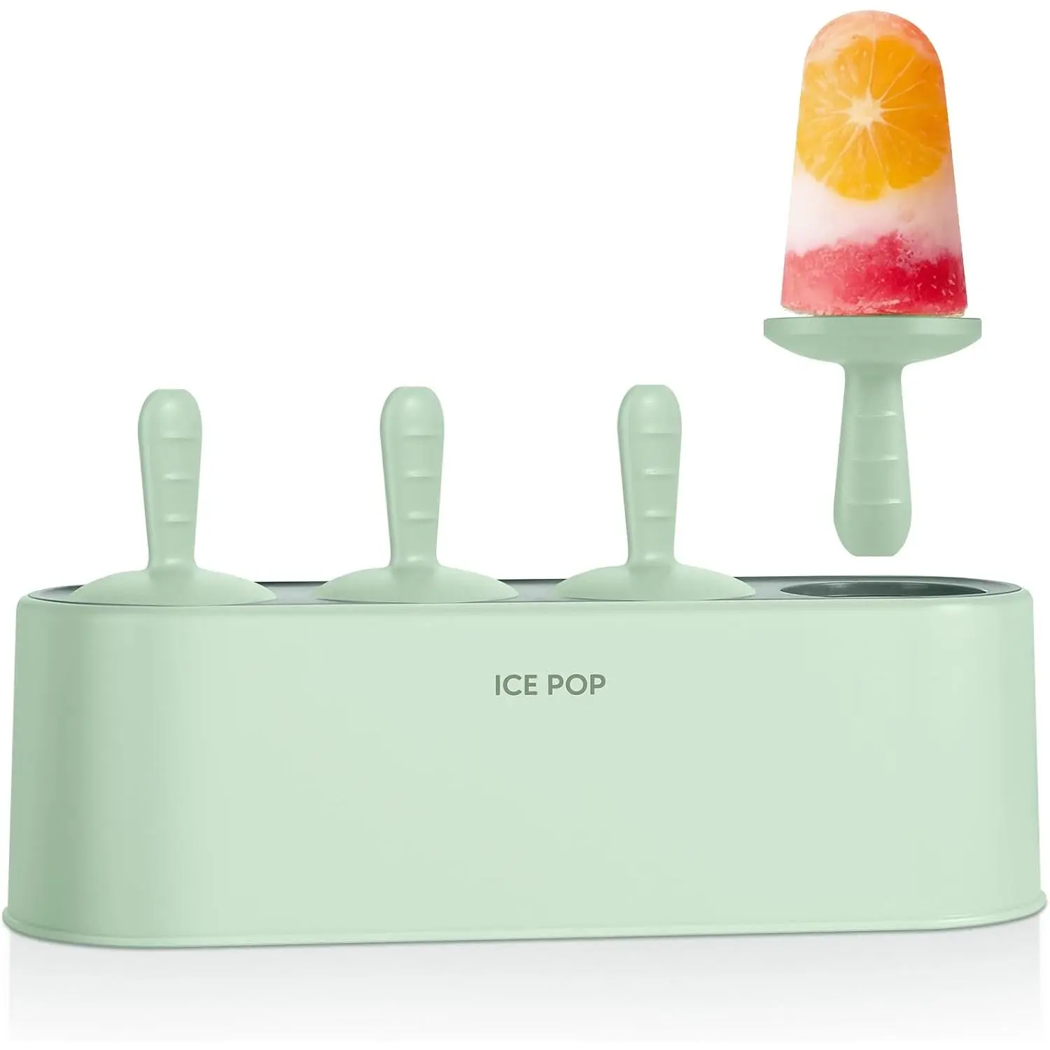 Popsicle Molds 4-Cavity  Ice Pop Mold (Green, IcyClassic Pops) | Easy-Release Ice Cream Maker, Mini Popsicle, 4 Sticks, Homemade Yogurt Pop, -grade , , Easy-Clean