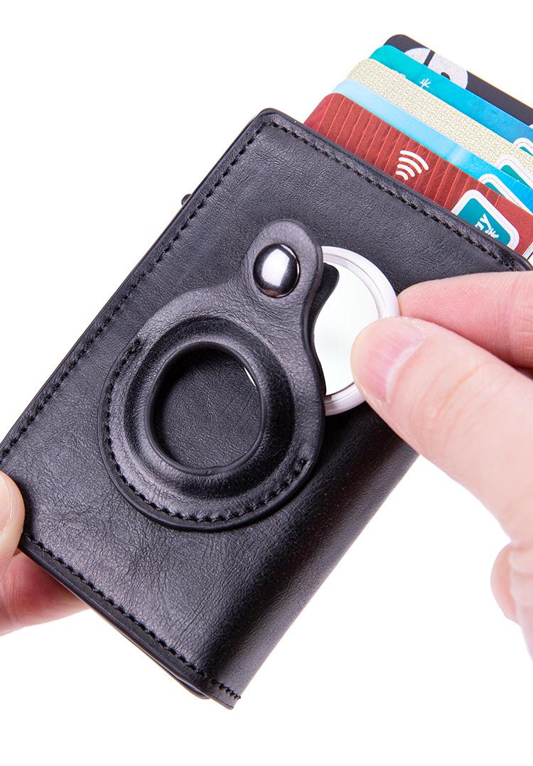 Mens Smart Wallet Card Holder for AirTag: Leather,  RFID Blocking, Slim, Carbon Fiber, Minimalist - 6-9 Card Capacity| ID Window| Cash Slot