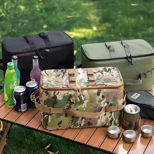 Outdoor multifunctional tactical bag, anti-collision picnic bag, ice bag, cassette stove storage bag, picnic camping tactical storage bag