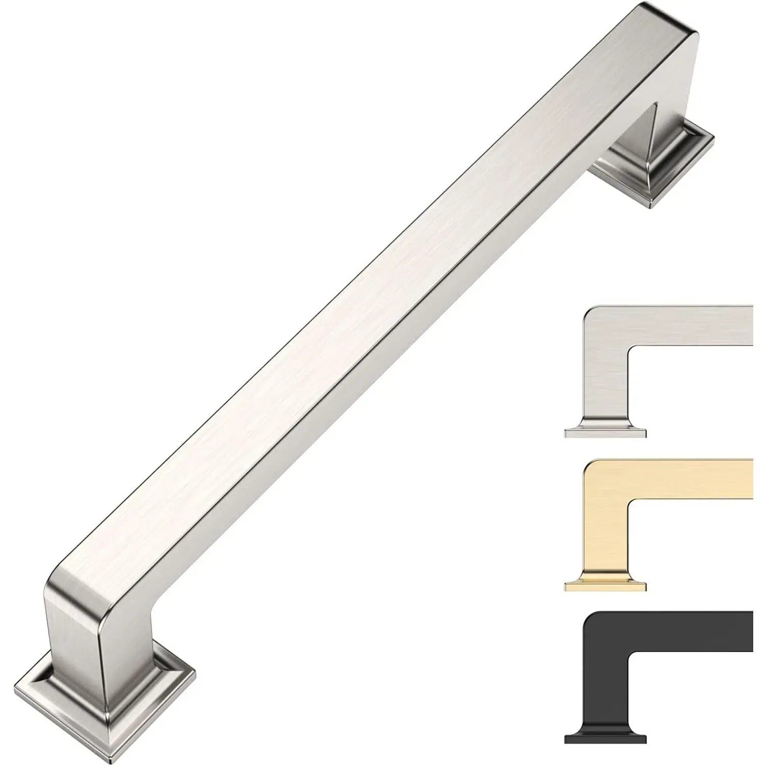 9BUILD 5in Brushed Nickel Heavy Duty Cabinet Pulls - 10-Pack Solid Zinc Alloy Modern Universal Fit Kitchen Hardware with Included Screws for Dresser Drawers
