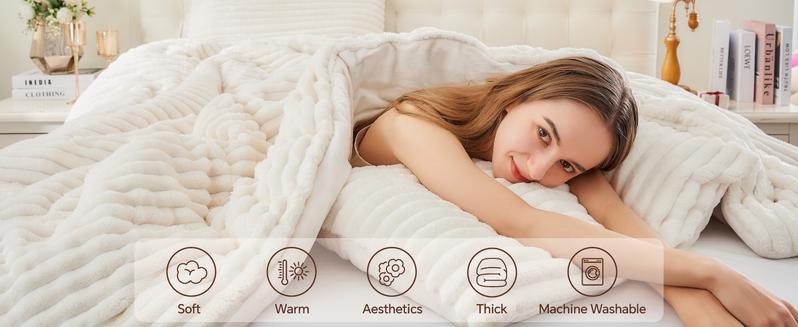 BEDELITE Flannel Comforter Set Super Soft & Warm Fluffy Pink Valentine's Day gift - Elegant Striped Design for Winter - Twin/Queen/King Sizes Machine Washable BEDELITE Flannel Comforter Set Super Soft & Warm Fluffy Pink Valentine's Day gift - Elegant Striped Design for Winter - Twin/Queen/King Sizes Machine Washable