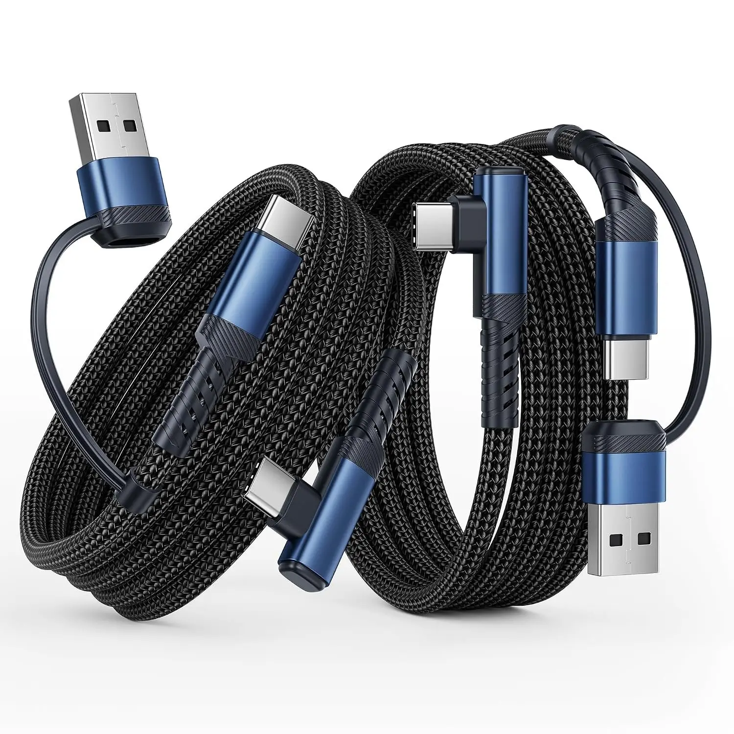 60W USB C , Right Angle Type C   , 3.3FT 2-Pack | 2 in 1 Multi USB A/C to USB-C  for  17 16 15 Pro Plus Pro Max Air/MacBook Air/ S25 Ultra/S24/ Note 20