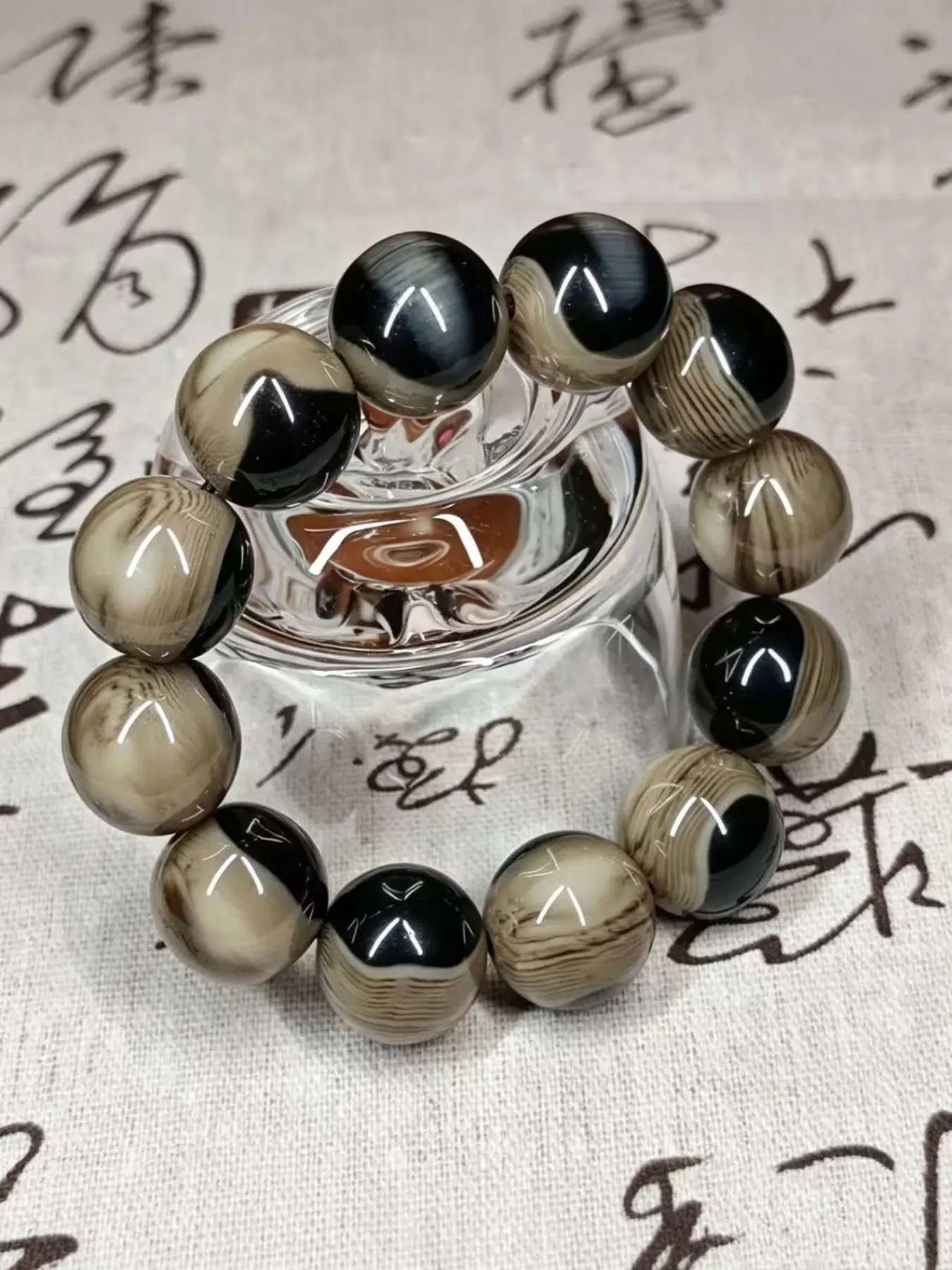 20mm Sea Bamboo Fossil Beads Bracelet, Stretchy Wealth Hand Chain, Ethnic Jewelry, Gift for Various Occasions
