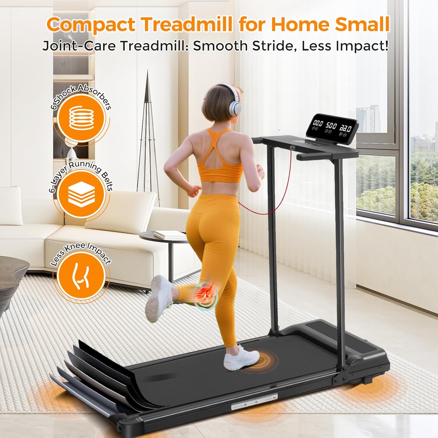 SUNDAY MIRTH Folding Walking Pad Treadmill with Handle Bar, 3.5HP Compact Portable Foldable Walking Pads Treadmill with Handles, Electric Small Treadmills for Home Office Apartment, LED Display, 400 LBS Capacity