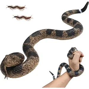 Realistic Rubber Snake Toys – Lifelike Fake Rattlesnakes with 2 Mini Centipedes, Garden Bird & Squirrel Deterrent, Outdoor Yard Props, Prank Toys for Kids & Adults, Halloween Decoration