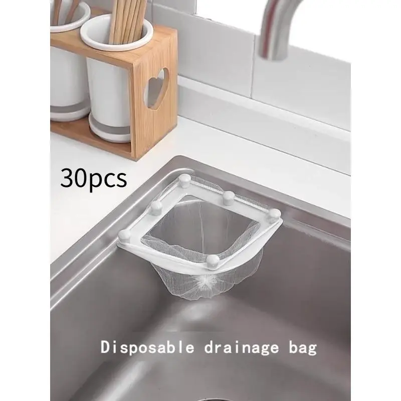 1Set 30-Pack Triangular Drain Rack With Disposable Filter Nets - Corner Sink Strainer Basket For Bathroom Accessories, Bathroom Tools