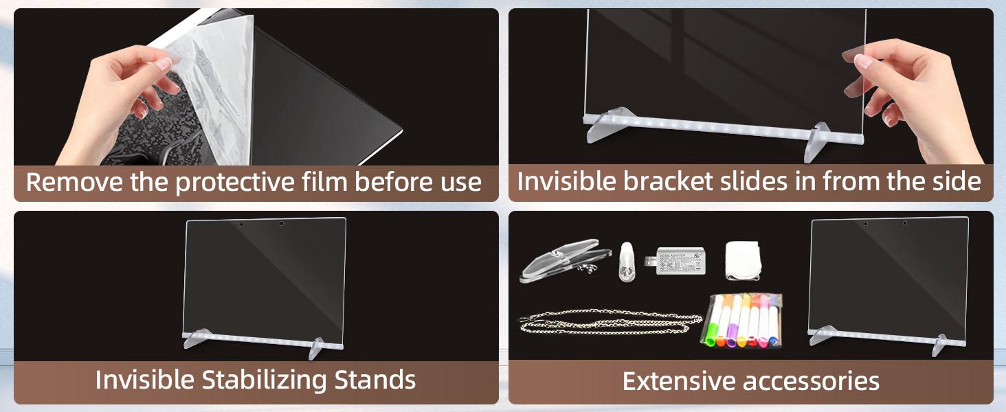 Oversize LED Note Board With 8 Modes, Adjustable Rgb Lighting, 13"X10" Led Drawing Board For 6-8-10-12 Year Old Kids, Light Up Dry Erase Boards With 7 Markers, Soft Cloth, Hanging Chain, Funny Birthday Holiday Gifts