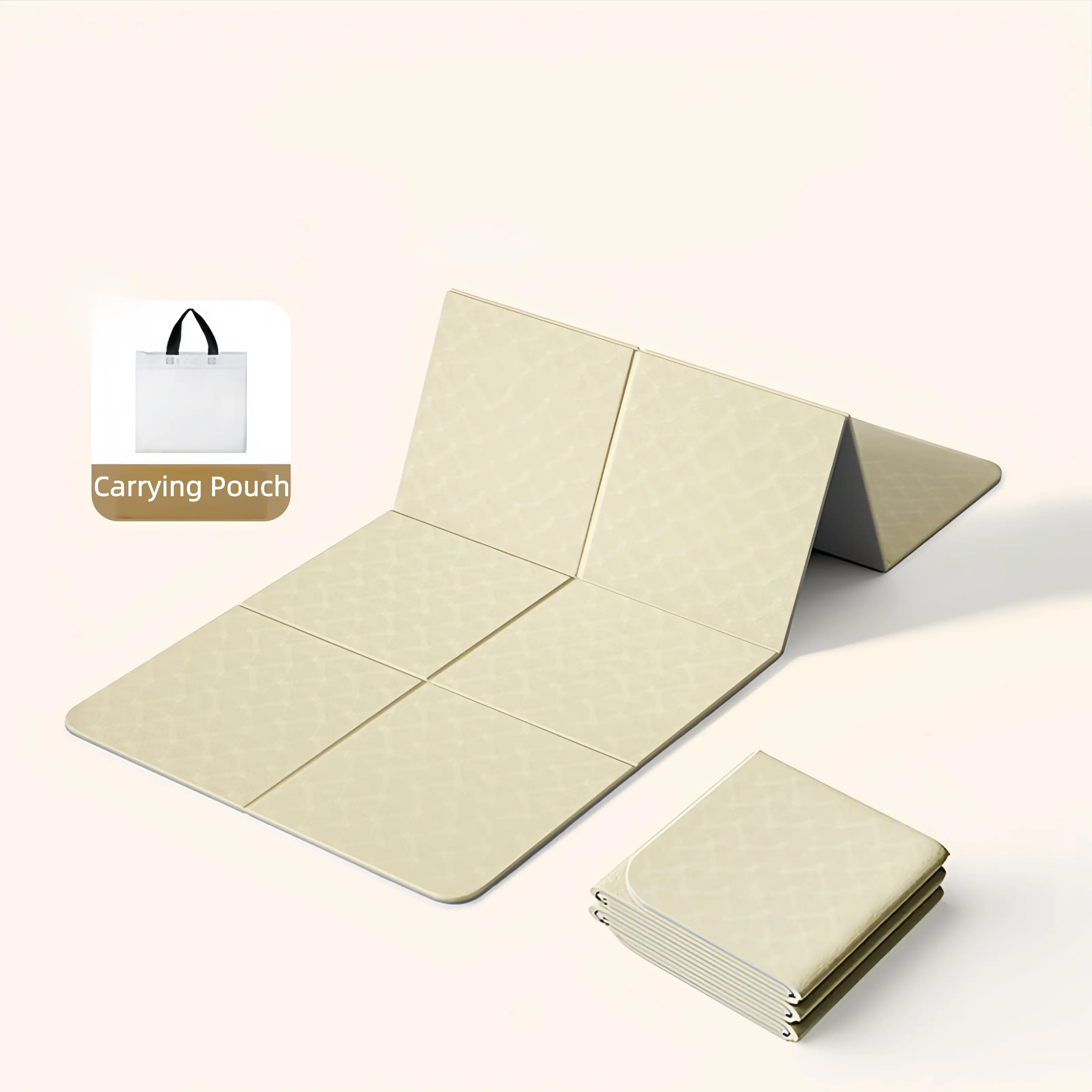 Unisex Adults Eco-Friendly Odorless TPE Portable Foldable Yoga Mat - 0.24in(0.6cm) 72in Extra-Large Anti-Slip Thick Shock-Absorbing Waterproof Moisture-Proof Insect-Proof Easy-to-Store Exercise Equipment for Yoga, Camping Sleeping Gear (12-Month Support)