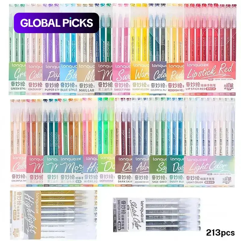 Graduation Gift Set, Art Kits, 213/252-Color Morandi Pens, Large Capacity Art Brush Markers & Gel Pens, Vibrant Planner Supplies for Journaling & Writing Stationery #GLOBAL PICKS