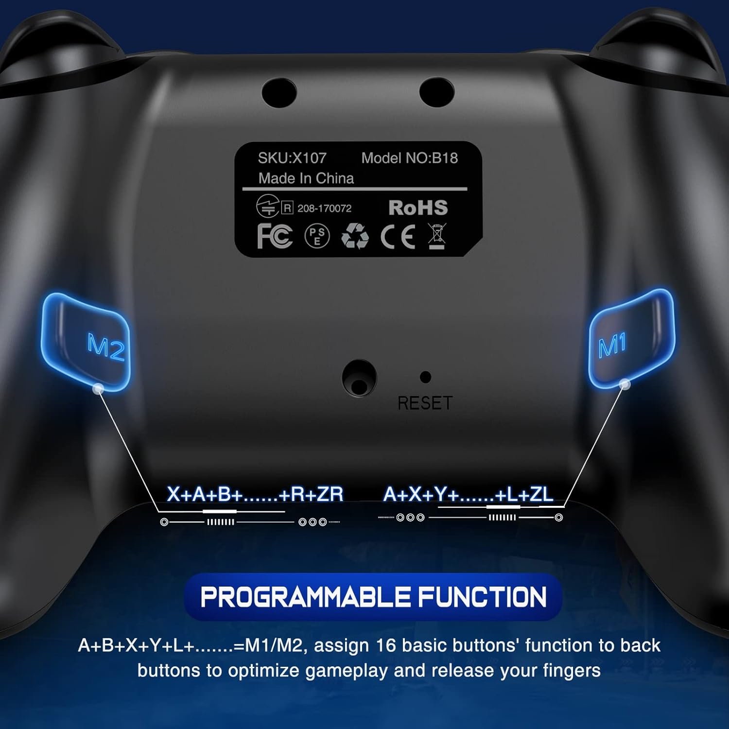 Wireless Switch Controller for Switch/Lite/OLED Controller, Switch Controller with a Mouse Touch Feeling on Back Buttons, Extra Switch Pro Controller with Wake-up,Programmable, Turbo Function