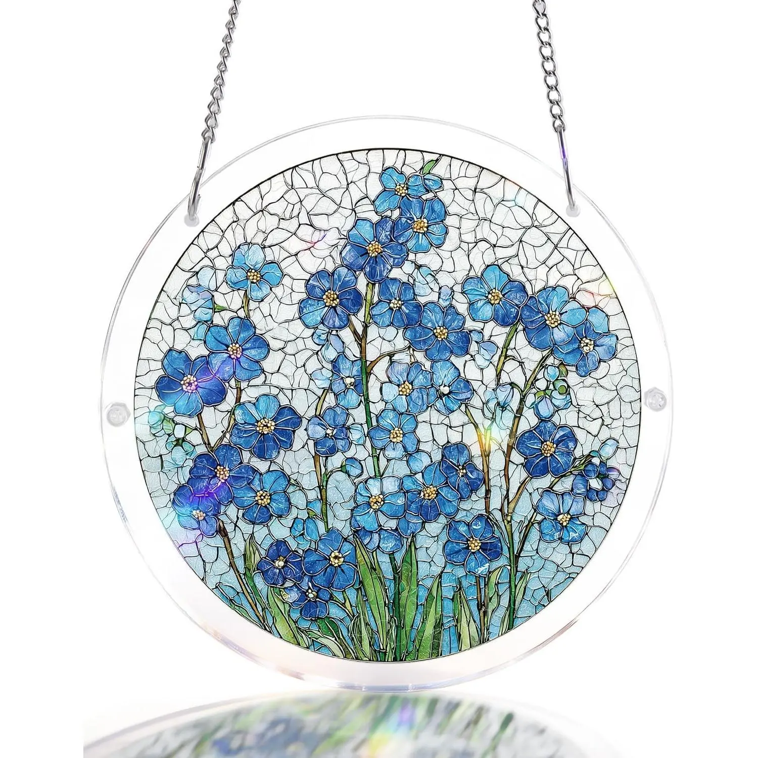 Acrylic Suncatcher Puzzle, Azure Bloom Whisper-7.4 in | DIY Suncatcher Puzzle Kits for Adults, Acrylic Jigsaw Puzzle Suncatcher, Garden&Window Hanging Decor, Unique Gift