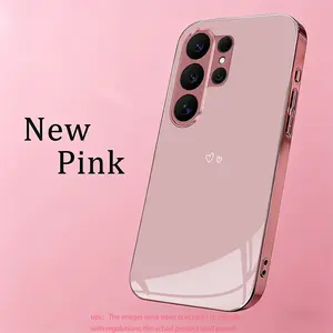 Minimalist and gentle double heart phone case for Samsung Galaxy S23/S23 FE/S23+/S23 Ultra/S24/S24 FE/S24 Plus/S24 Ultra/S25/S25 Edge/S25 FE/S25 Plus/S25 Ultra/S26/S26 Plus/S26 Ultra Full coverage, stylish and luxurious, high-value protective case