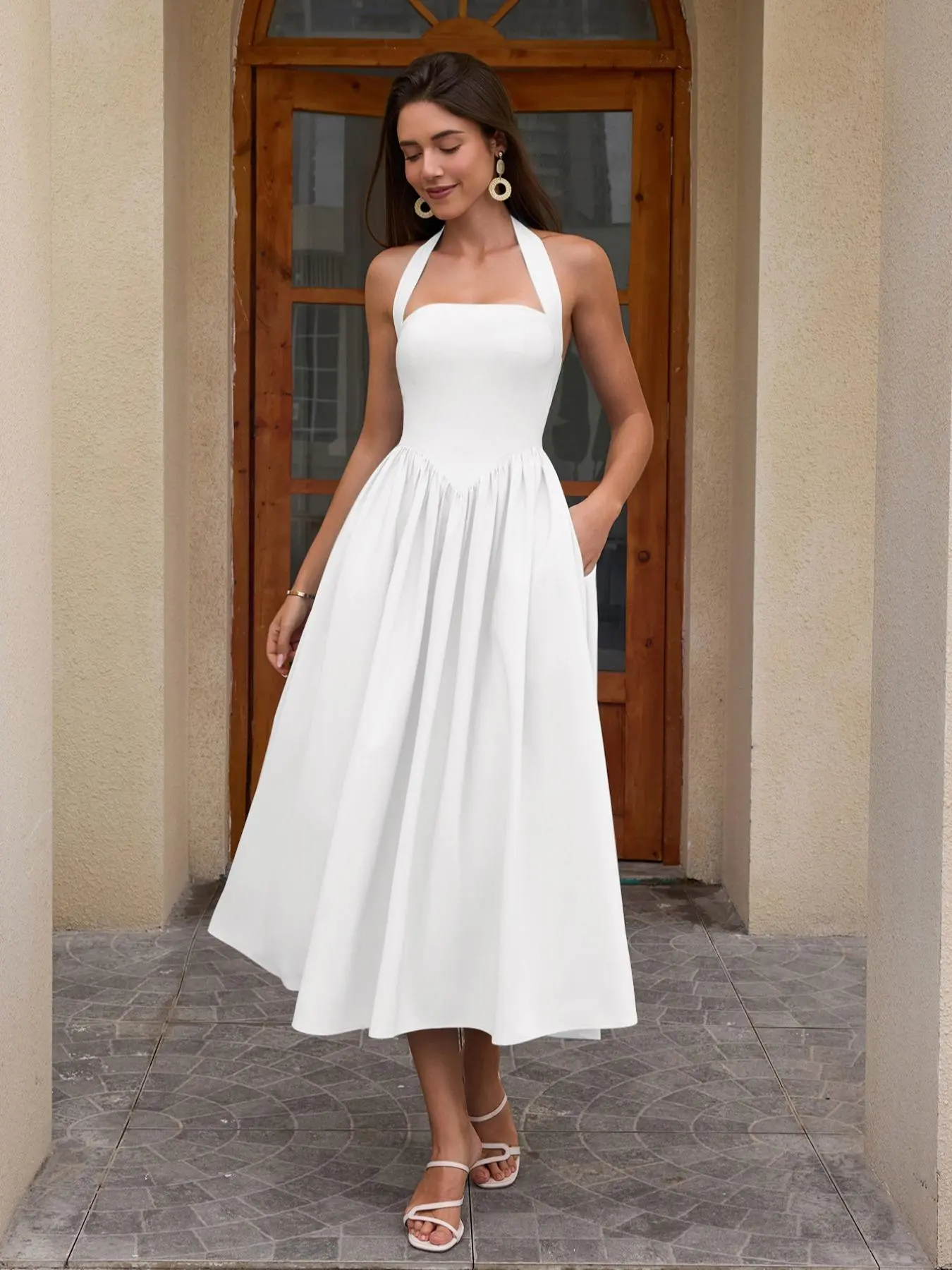 Women's Elegant Minimalist A-Line Sleeveless Dress with Pockets, Lady Slim-Fitting Chic Fitted Long Gown, Plain Design for Daily Wear, Stylish Backless Neckline, Everyday Womenswear, Casual Dresses - TikTok Shop Women's Elegant Minimalist A-Line Sleeveless Dress with Pockets, Lady Slim-Fitting Chic Fitted Long Gown, Plain Design for Daily Wear, Stylish Backless Neckline, Everyday Womenswear, Casual Dresses - TikTok Shop