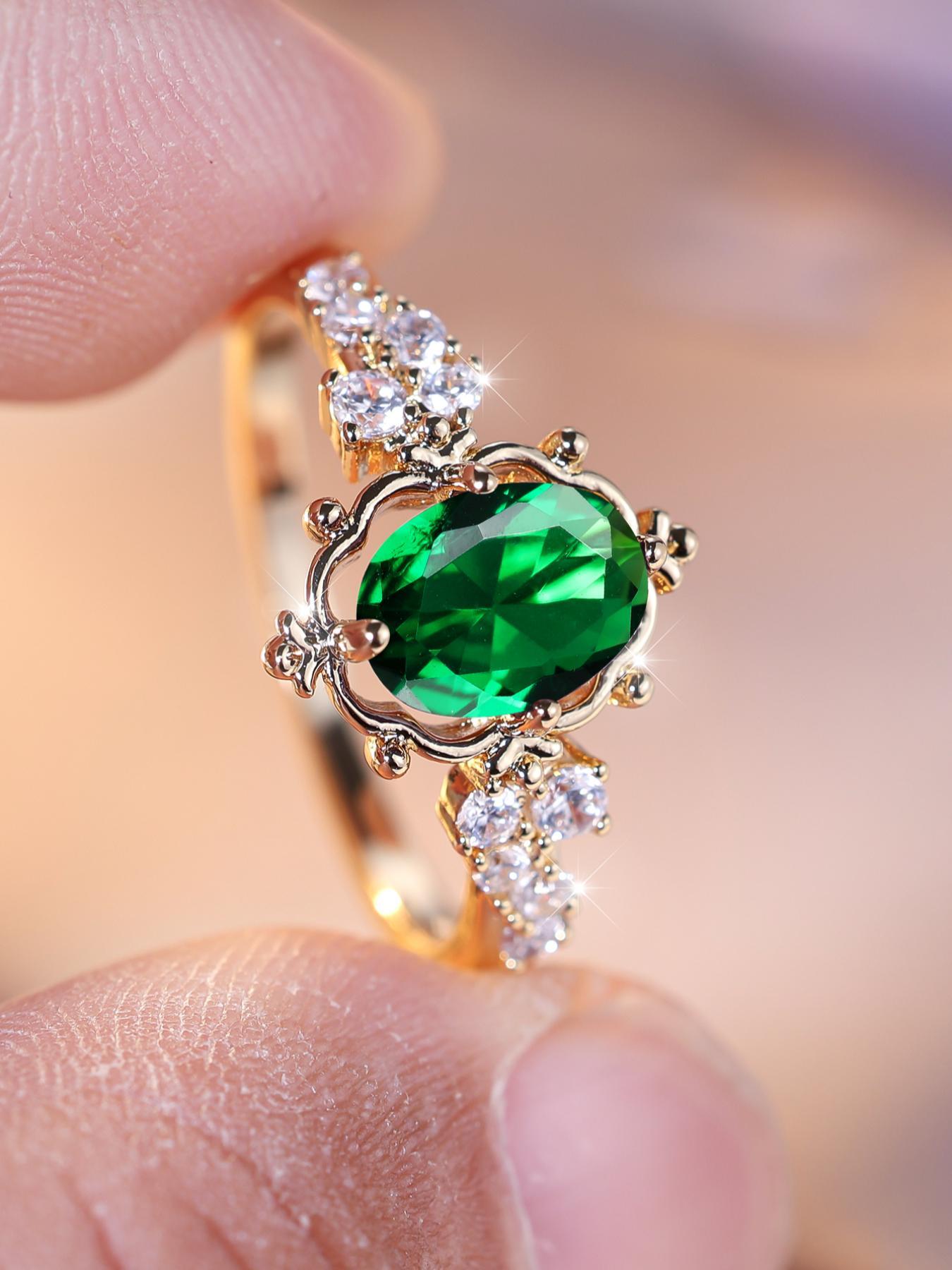 Fashion Rhinestone Decorated Ring, Elegant Artificial Zircon Decorated Ring For Women, Vintage Rings, Fashion Accessories For Party, Daily Clothing Decor For Girl, Artificial Gemstone Ring