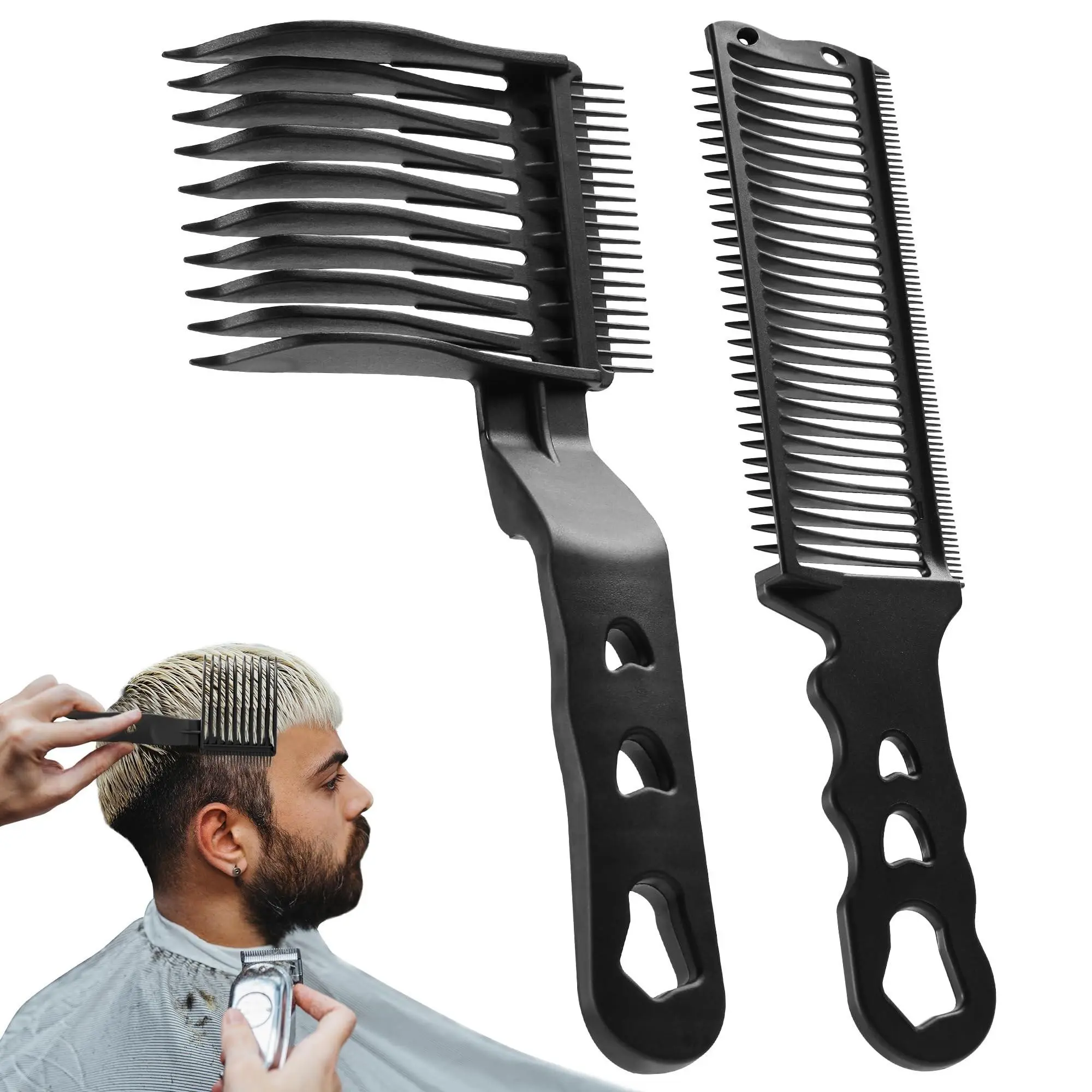 Barber Fade Comb Hair Cutting Comb 2-Piece Set, Anti-Static Ergonomic Handle, Unique Teeth Design, Home Haircut, Barber Shop, Salon