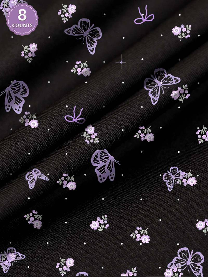 Women's Butterfly & Letter  Print High Waist Panty, Soft Comfy Breathable Knicker for Daily Wear, Underwear for Women