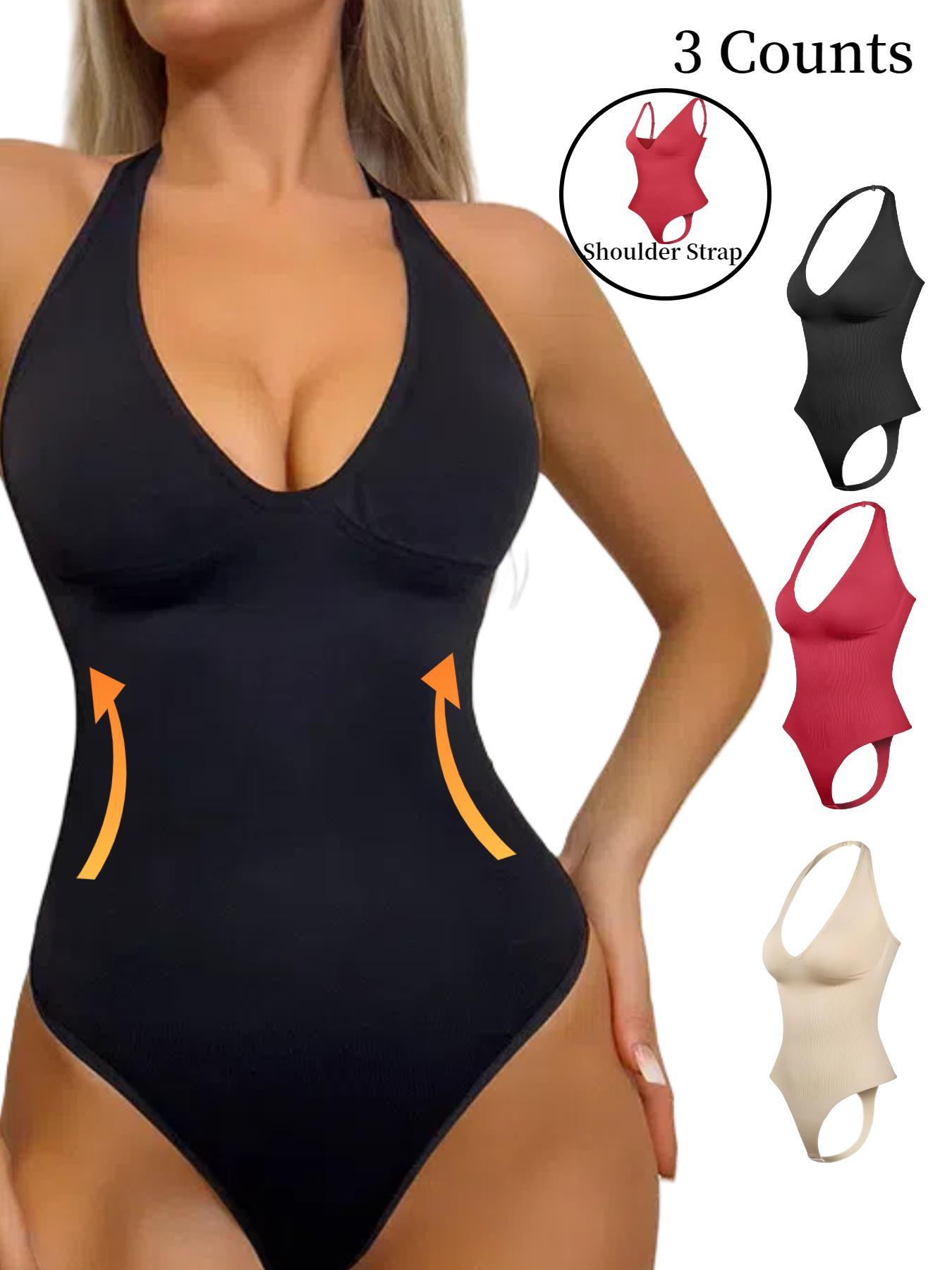 Women's Solid Color Open Crotch Adjustable & Convertible Straps Design Shapewear Bodysuit, Casual Comfortable Breathable Tummy Control Butt Lifting Shaper, Women's Shapewear for All Seasons, Body Shaping Underwear, High Waist Bodysuit