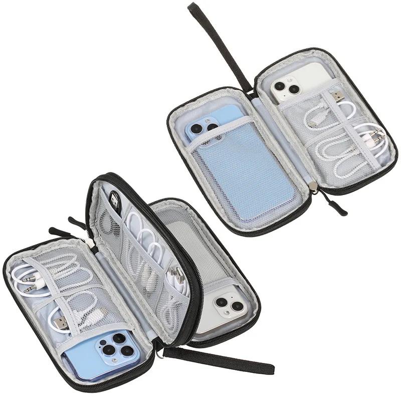 Travel Organizer Bag Cable Storage Pouch Carry Case Portable Waterproof Double Layers with random internal layout