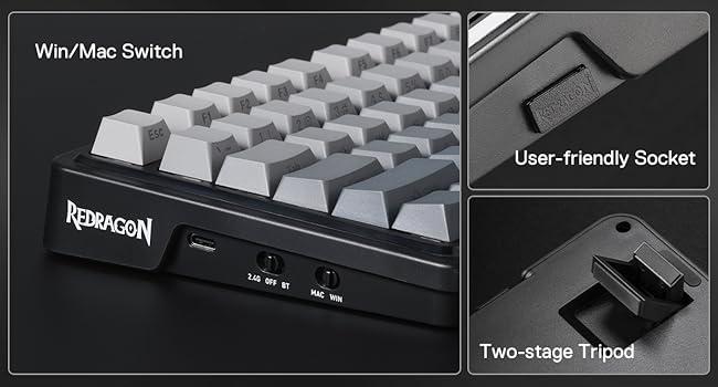 Redragon K686 PRO 98 Keys Wireless Gasket RGB Gaming Keyboard, 3-Mode PBT Mechanical Keyboard w/Hot-Swap South-Facing RGB Socket, Dedicated Knob Control & 5-Layer Noise Dampening, Gradient PBT Keycaps