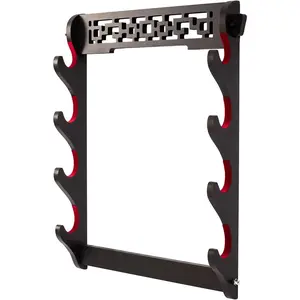 Sword Holder Wall Mount Velvet Padded Samurai Sword Stand Display Katana Wakizashi Tanto Wall Hanger Sword Rack (4-Tier)