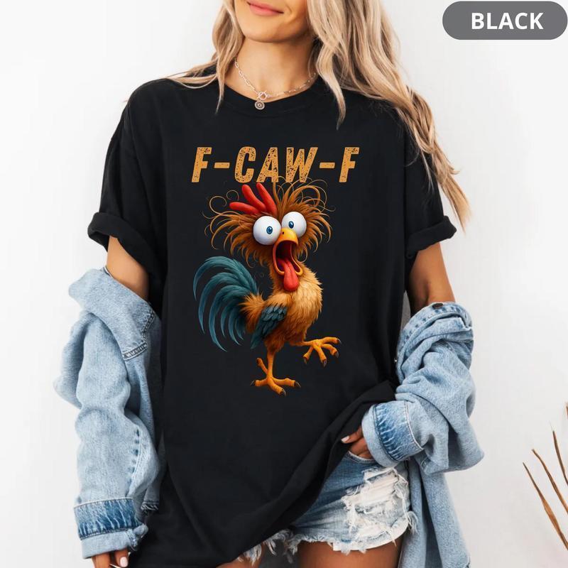 Hilarious F-CAW-F Rooster Tee Funny Chicken Meme Gift For Men & Women