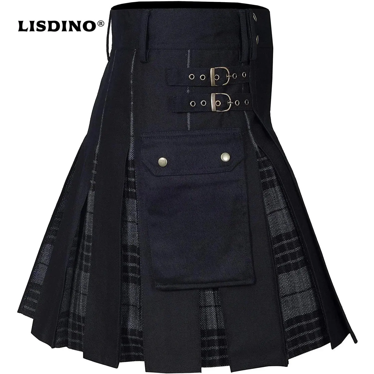 LisdinoKilts For Men, Utility Kilt, 100% Cotton Jeans Hybrid Kilt, Modern Box Pleated Tartan Traditional Mens Kilt
