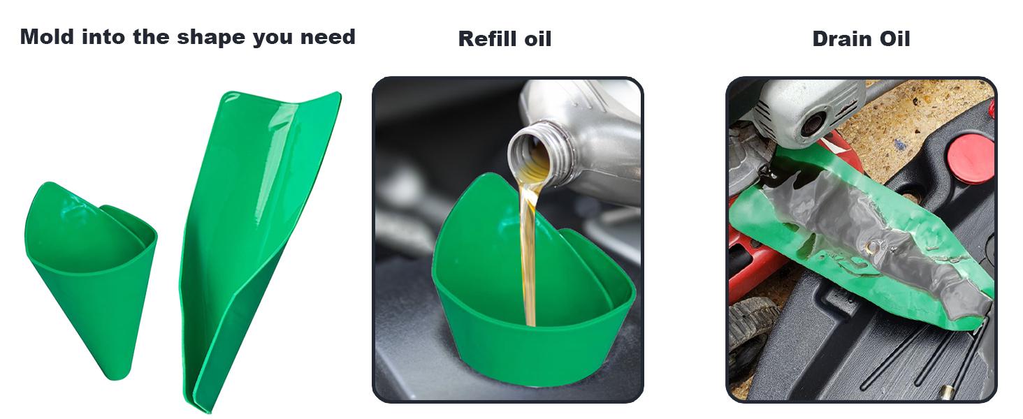 Flexible Funnel, Multi-Purpose Form a Funnel Flexible Draining Tool, Oil Drain Change Flex Foldable Filter Funnels for Automotive Use, Bendable Moldable for Various Applications