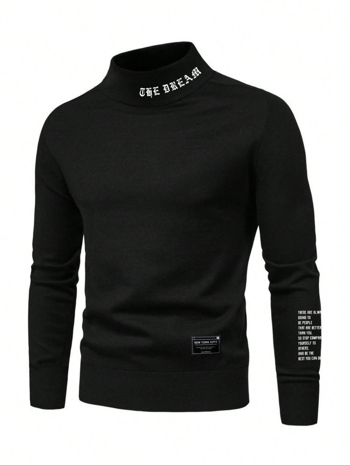 Men's fleece pullover high neck long sleeved sweatshirt,  round neck sweatshirt, basic casual Fitted long sleeved pullover sweatshirt, comfortable and warm round neck sweatshirt for autumn and winter, can be worn on the outside or on the inside