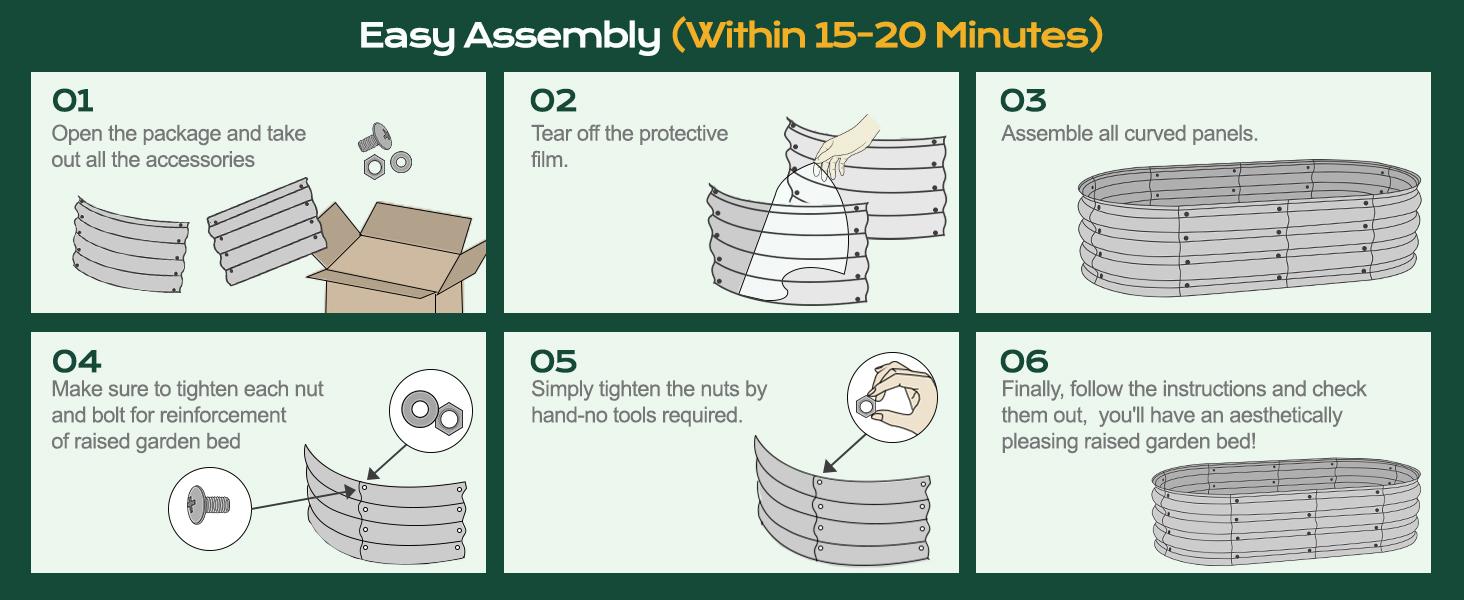 2PCS Galvanized Raised Bed Kit, 4 x 2 x 1 Ft, Oval Planter Boxes for Vegetables, Flowers, and Herbs, Use, Silver