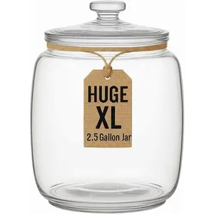 2.5 Gallon Large with Airtight Lid – XL Clear Container for Bulk Cookies, Candy, Flour, Dog Treats & More – Oversized Jar for or Laundry Room