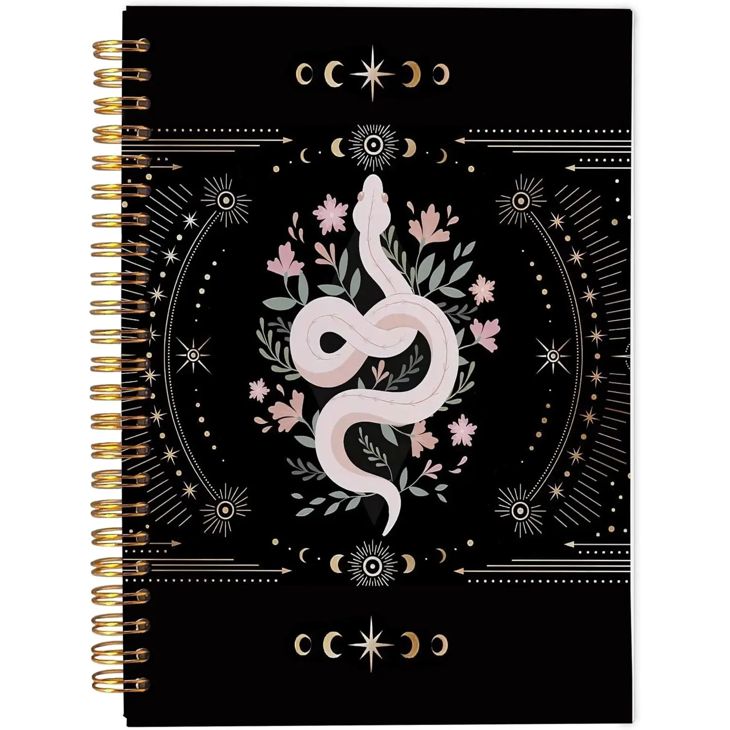 Mystical Celestial Snake Witchy Notebook -  Journal, Witchy Gifts for Women,  Stuff, Moon Phase Journal, Aesthetic Notebook for Women, Gifts for Snake Lovers Spiral Notebook 5.5x8.3