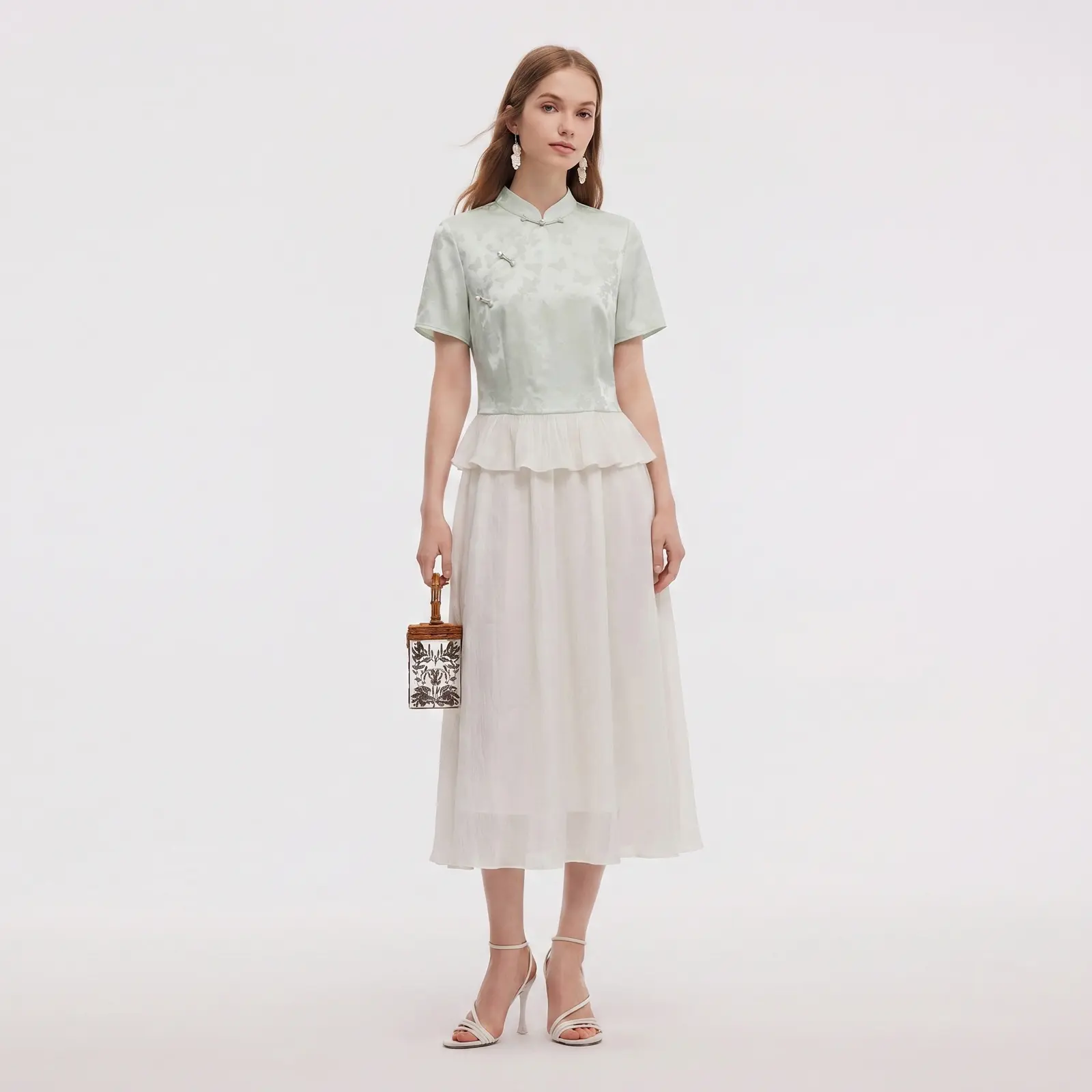 Cheongsam Top and Half Skirt Two-Piece Set