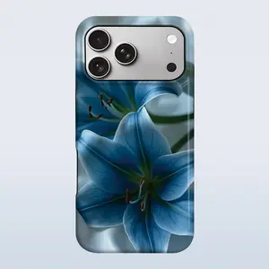 Blue Lily Flower Pattern Phone Case for iPhone 17 Pro Max 17Air 16 Plus 15 14 13 12, for Samsung Galaxy S26 Ultra S25 Edge S24 Plus S23 S22 S21 S20 FE, Shockproof Durable 2 in 1 Scratch Resistant New Material Protective Phone Casing Cover