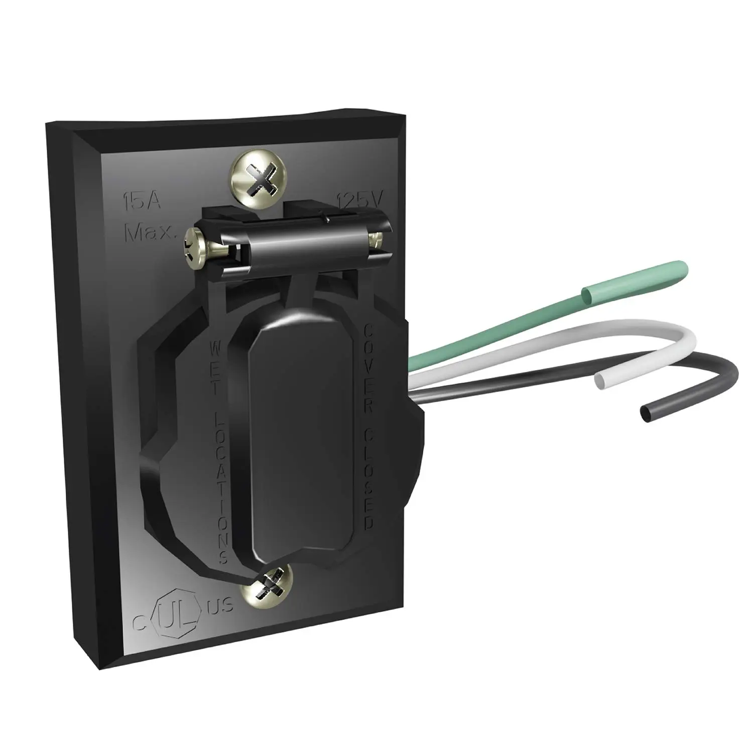SCO-338 120V Grounded Outdoor Convenience Outlet for Lamp Posts & Poles, UL Listed, Weather-Resistant with Protective Cover (Black, Single)