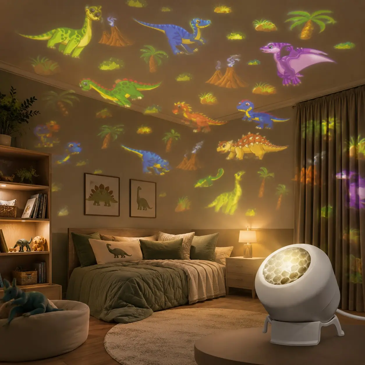 Dynamic Dinosaur Projection Light, Decorative Lights, USB powered, 360° adjustable angle, creating an immersive dinosaur world lighting effect, perfect for parties, home and themed decorations, an ideal choice for dinosaur lovers’ room decor
