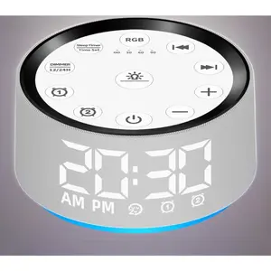 White Noise Machine with 30 Sleeping Sounds, Brown Noise & 15 Wake-Up Sounds, Night Light, Alarm Clock with 2 Alarms, Backup Battery, 32-Level Volume for Baby Kids Adults – Mild to Heavy Sleeper