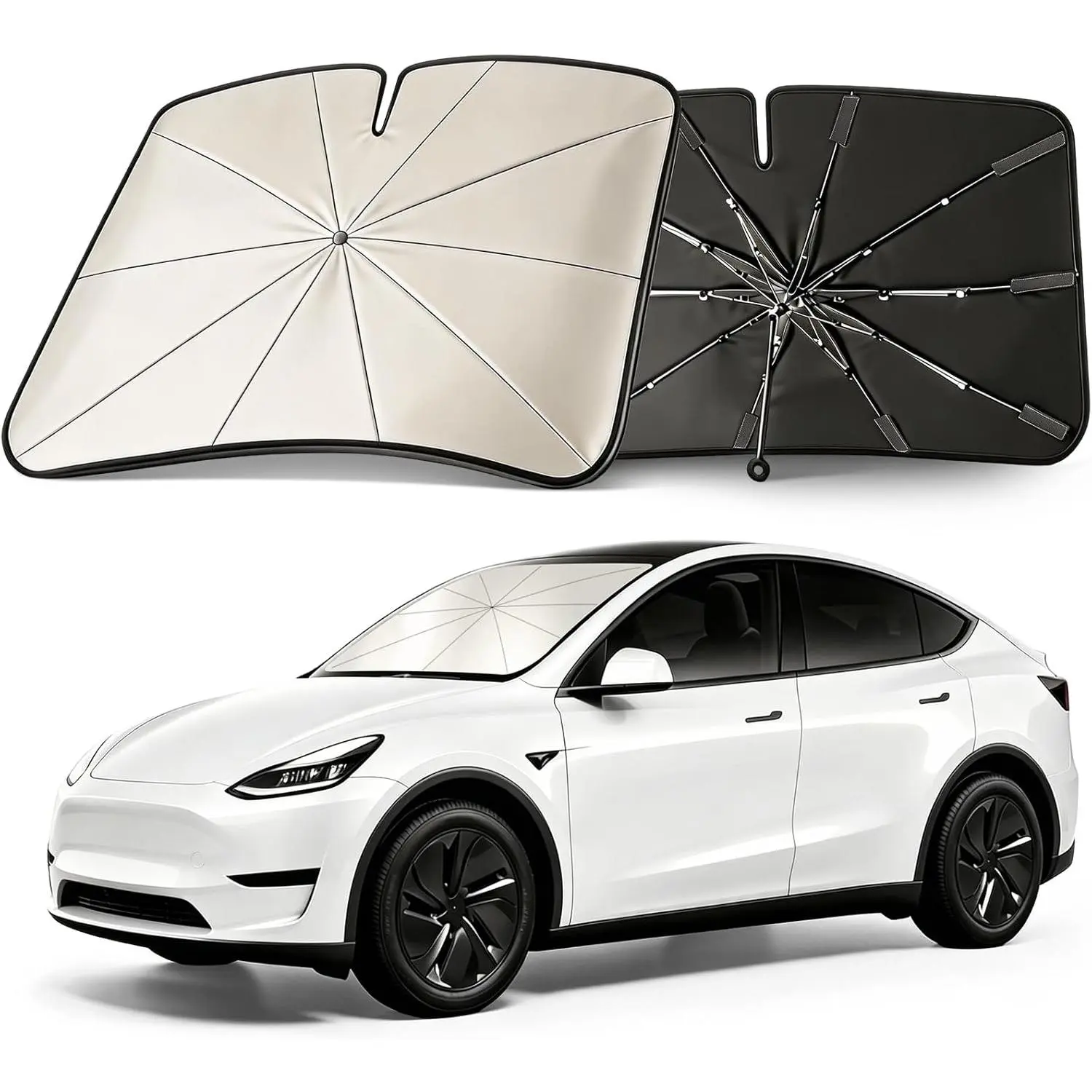 Mihen Windshield Sun Shade Umbrella for Car - Universal Size [100% Blocks Sunlight & Ice Cooling Feel] Foldable Front Window Car Sun Shade Heat Insulation, Protect Car Interior for Car, SUV, Truck