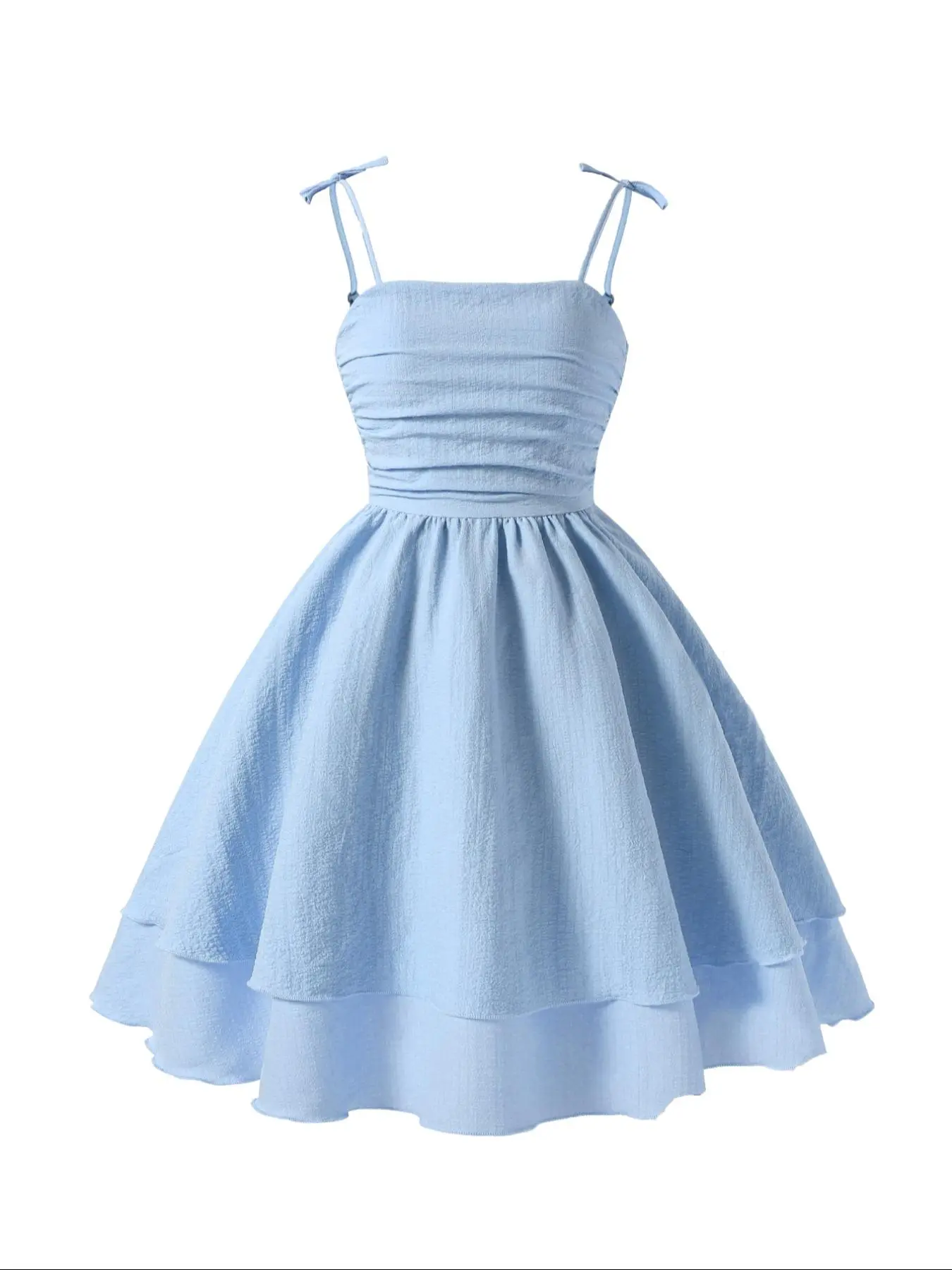 Girl's Solid Color Tie Shoulder Cami Dress, Cute Fashion Casual Sleeveless Short Dress for Party Holiday Wedding Guest, Kids Summer Clothes