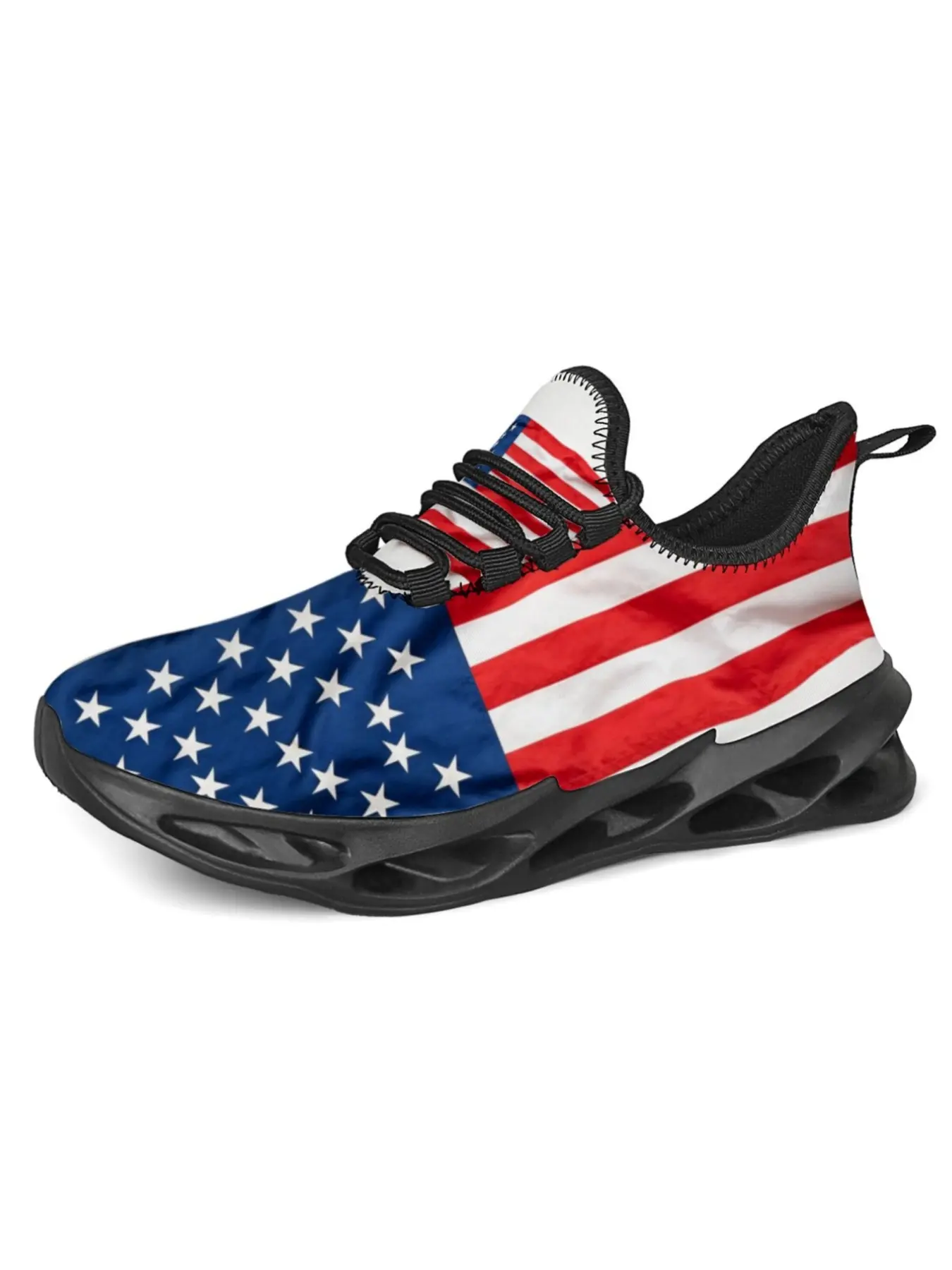 Couple Casual Shoes with American Flag Print, Textile Upper, Eva Sole, All Seasons, Eu35-Eu48, Men's and Women's Footwear