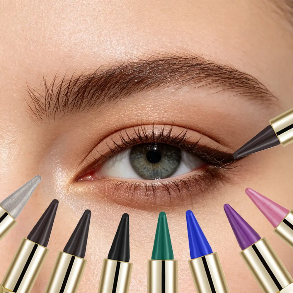 2 in 1 Gel Eyeliner Stick, Sharpenable Kajal Eyeliner & Shimmer Eyeshadow Cream, Waterproof Long Lasting Smudge Proof Multi-Color Eye Makeup