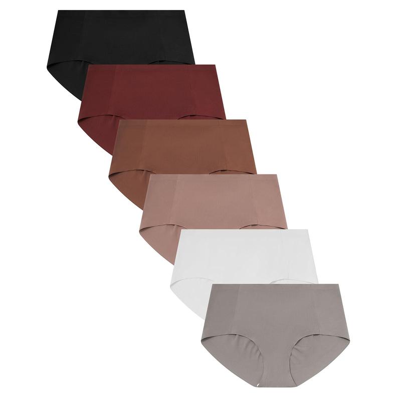 LEVAO Women Seamless Mid Waisted Underwear No Show Full Coverage Briefs Breathable Stretchy Invisible Panties 6Pack