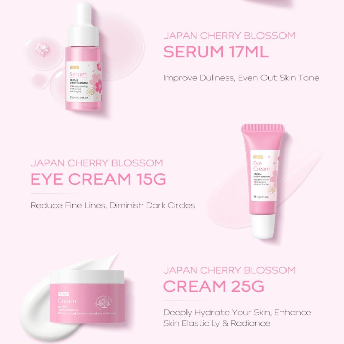 Japanese Cherry Blossom Skincare Set 5 Pieces, Deep Cleansing Hydration, Brightening Skin Tone, Soothing Repairing Facial Care