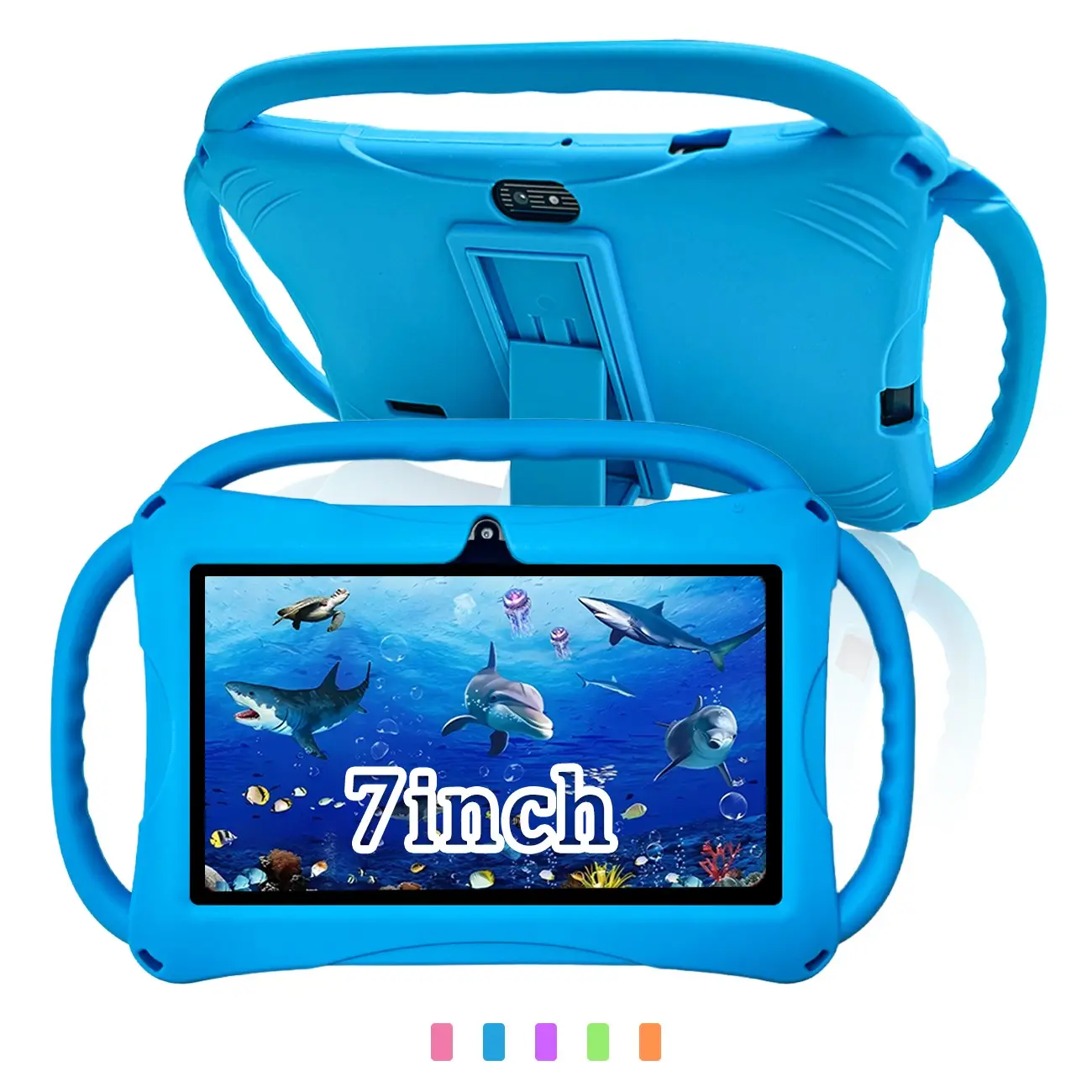 Top Gift for Teens! Father's Day #DealsForYouDays 7-Inch Gaming Tablet, All-in-One Work/Study/Entertainment, HD Screen + Dual Camera + 5G WiFi, Protective Case Included, Birthday/Christmas Gift (Blue/Pink, No Charger)