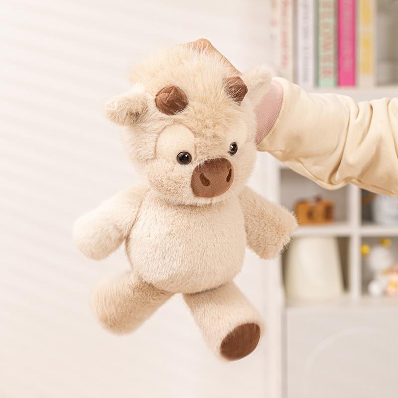 Wholesale Cuddly Plush Toys Cattle High Quality Fluffy Sitting Pose Doll Warm Cozy Children Companion Xmas Gift Home Decor Gift