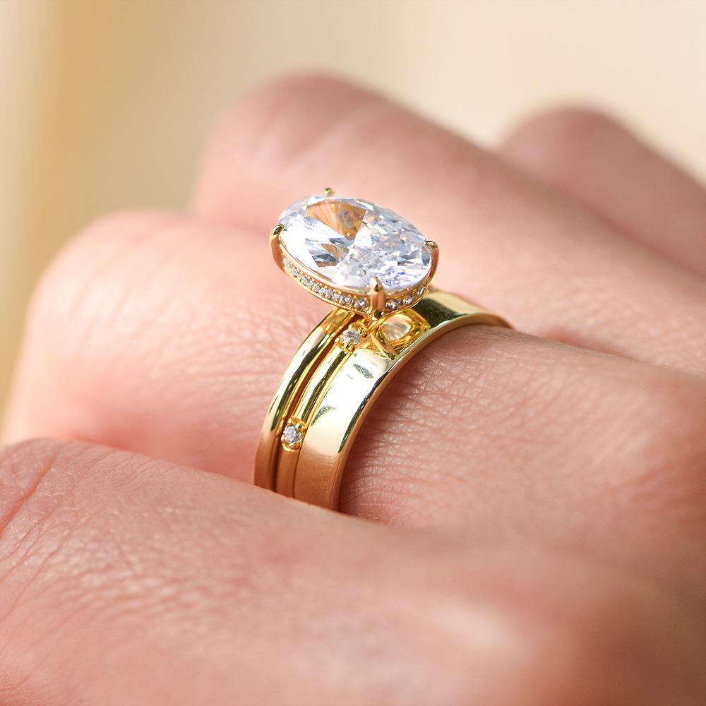 4.5 Carat Oval Engagement Rings Set for Women| Dainty Cubic Zirconia Wedding Sets Promise Rings for Her Jewelry Gifts Size 4-11