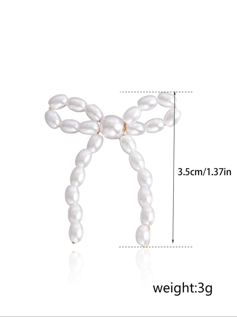 Gorgeous Faux Pearl Bow Decor Stud Earrings, Fashion Elegant Earrings Jewelry for Women, Daily Clothing Decor, Trendy Faux Pearls Craftsmanship Jewelry for Birthday Gift Fall, Mother's Day Gift, Versatile Earrings