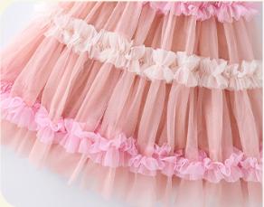 Girls' birthday princess dress rainbow pink strap tulle dress outdoor princess photoshoot high-end fashionable lace dress for girls