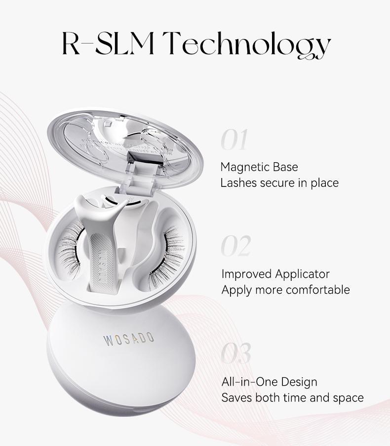 Wosado Soft Magnetic Extended-Band Eyelashes Set with All-in-One Applicator Kit, Reusable, No Glue, Waterproof Lashes, Makeup Lash Extensions Cosmetic